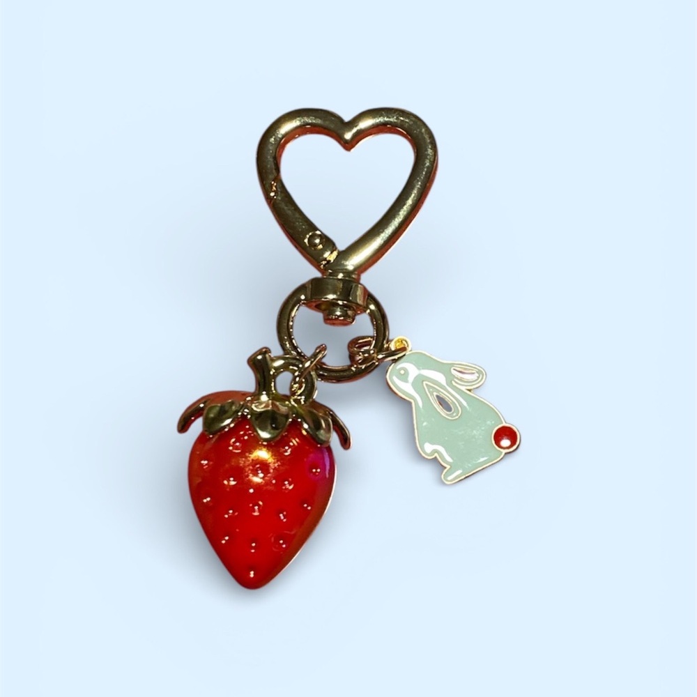 Holiday Easter Bunny with Strawberry Purse Charm/Keychain